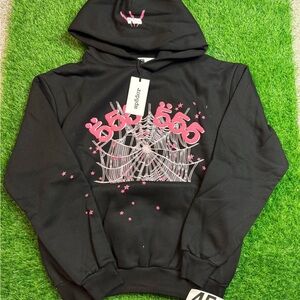 Black Hoodie with Pink Graphic